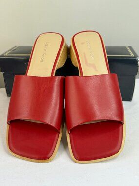 Laura Scott Freddie Red Slide Sandals Block Heel Vintage Y2K Deadstock 10